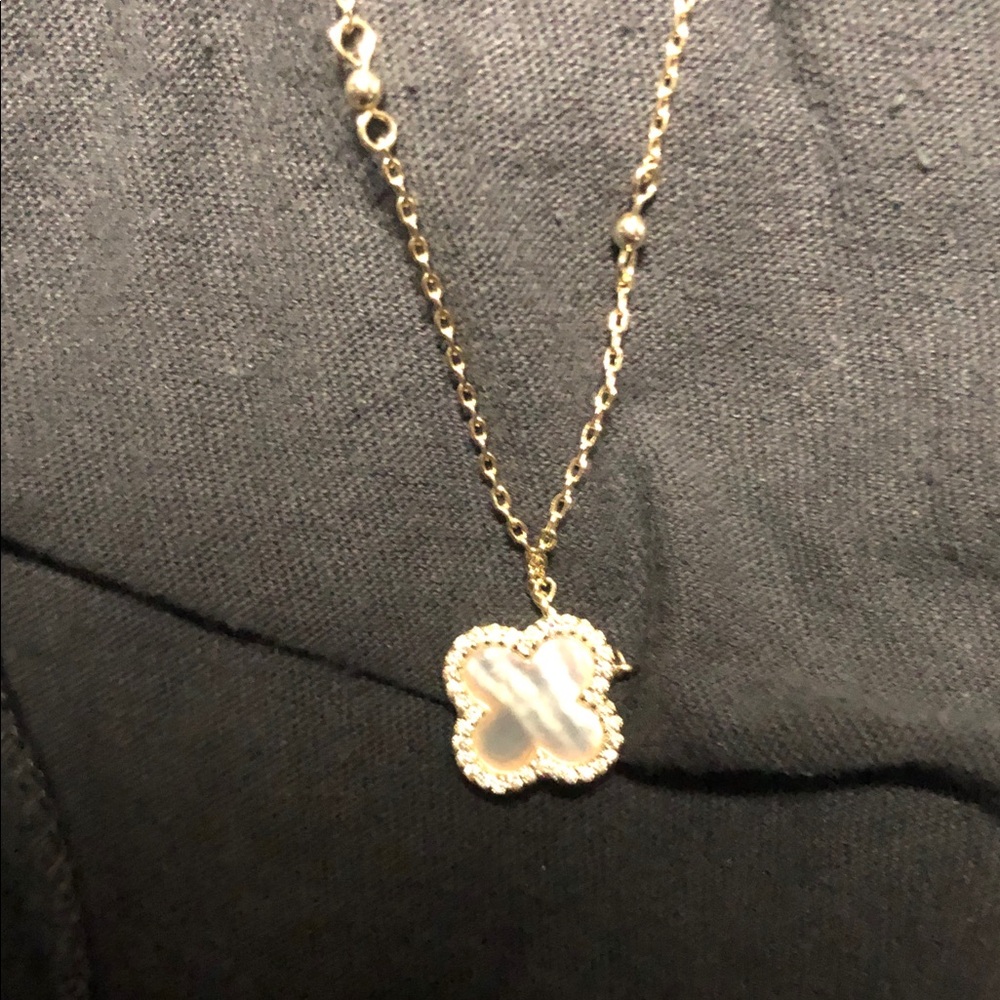 Elegant Gold and White Clover Pendant Necklace from unwritten